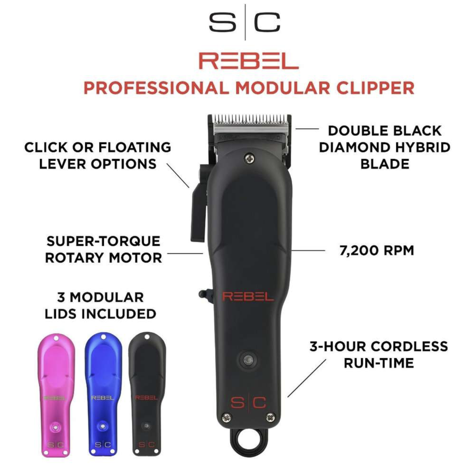 StyleCraft Rebel SUPER-TORQUE MODULAR CORDLESS Clipper SC601